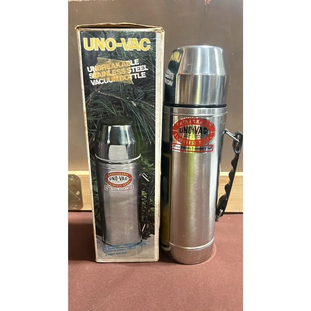Vintage Uno-Vac Unbreakable Stainless Steel Vacuum Bottle Thermos